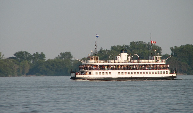 All abroad the brothel boat? A ferry heading to the Toronto Islands.